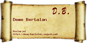 Deme Bertalan névjegykártya